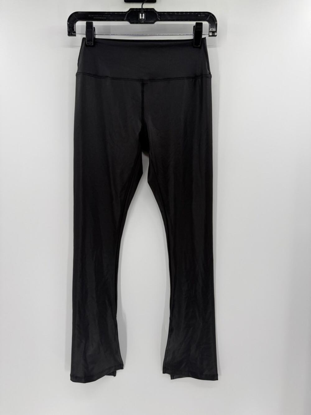 Year of Ours Women's High Rise Split Hem Leggings - Black Shine - Small